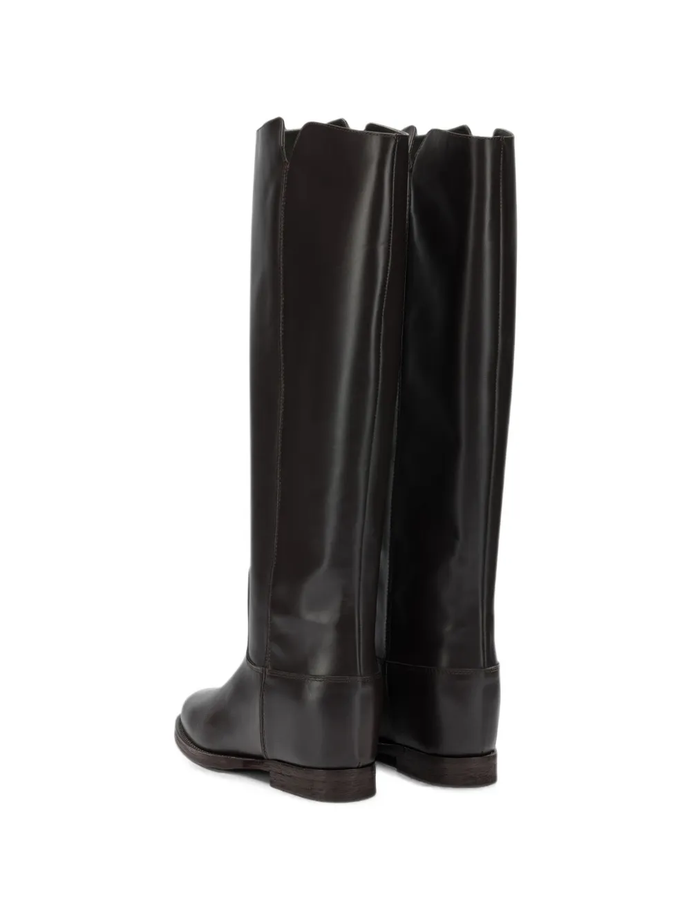 Via Roma 15 Desirè V-neck leather boots Bruin