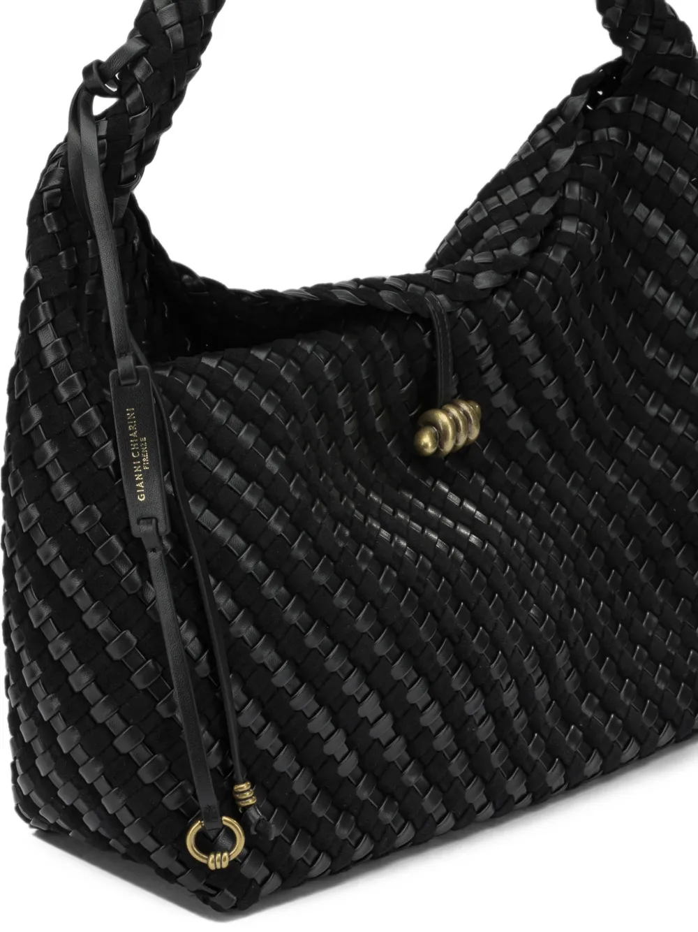 GIANNI CHIARINI Medium Aurelie geweven leren schoudertas Zwart