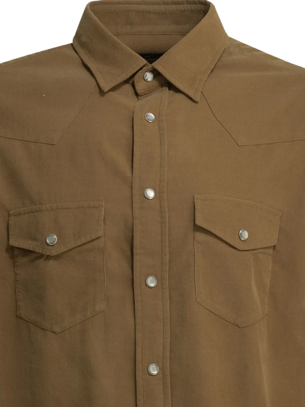 TOM FORD Ribfluwelen overhemd met westernschouderpas Bruin