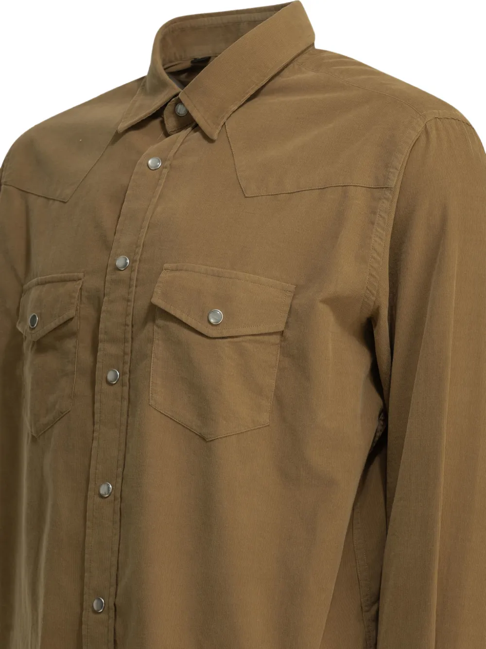 TOM FORD Ribfluwelen overhemd met westernschouderpas Bruin