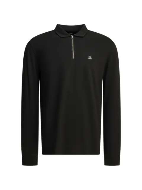 C.P. Company playera tipo polo de piqué stretch con mangas largas y cierre