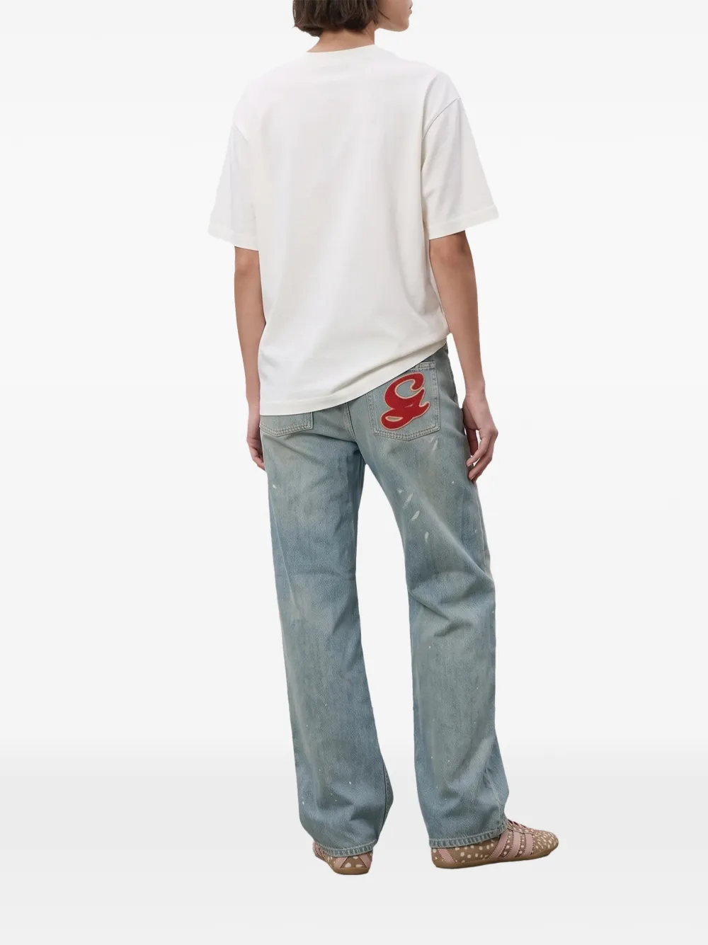 GANNI T-shirt met paarden Beige