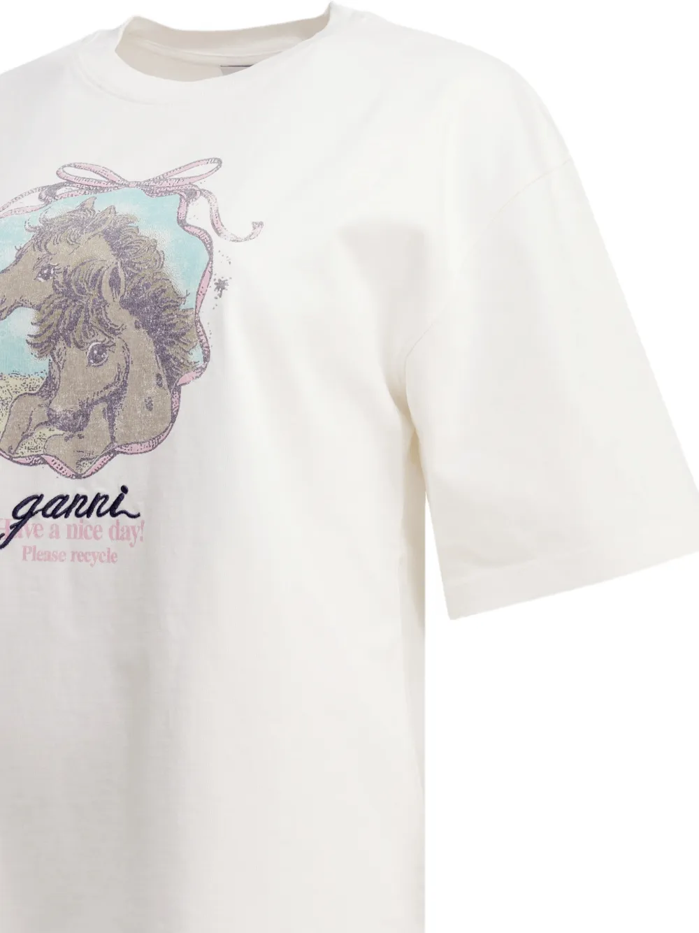 GANNI T-shirt met paarden Beige