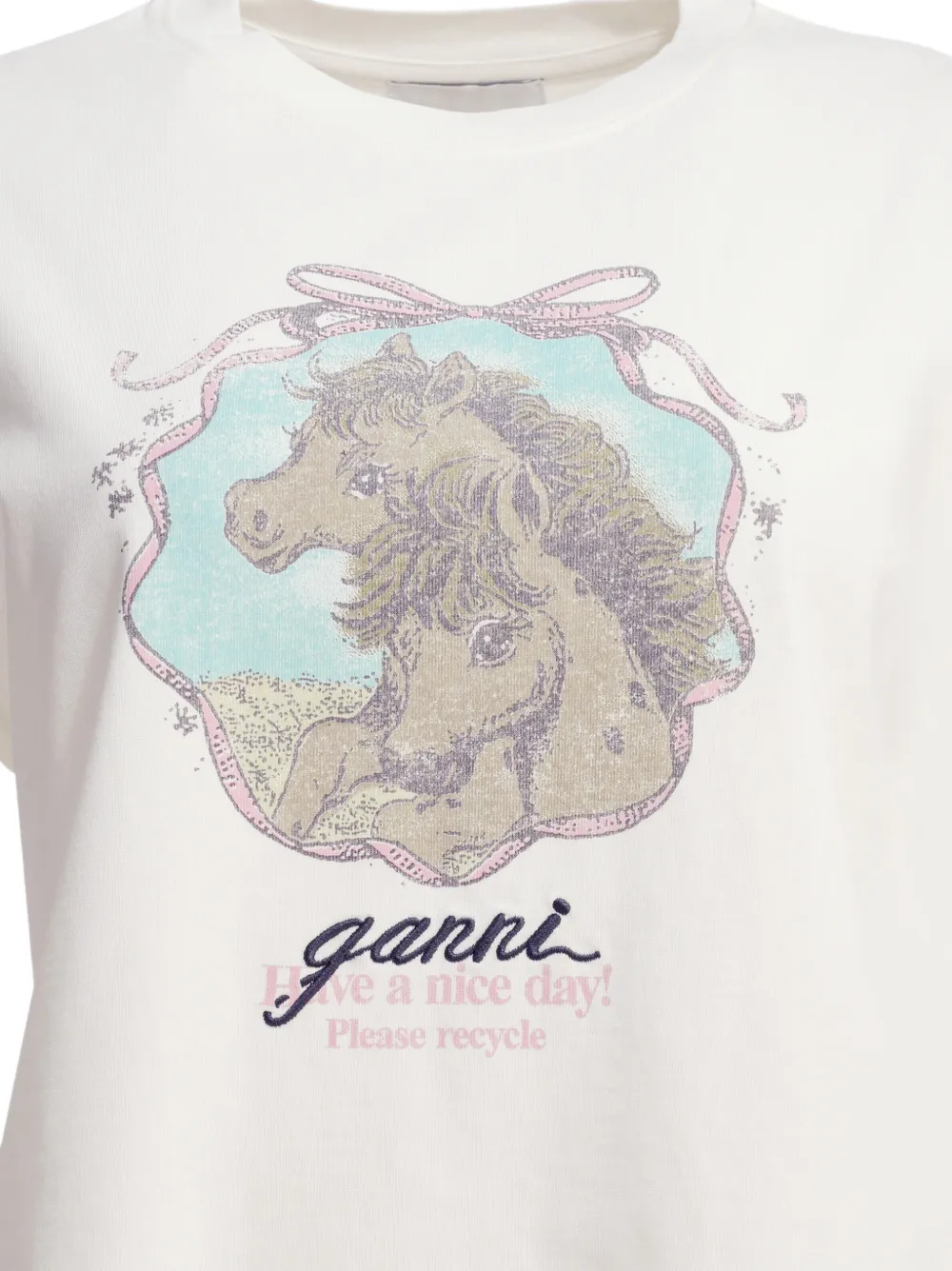 GANNI T-shirt met paarden Beige