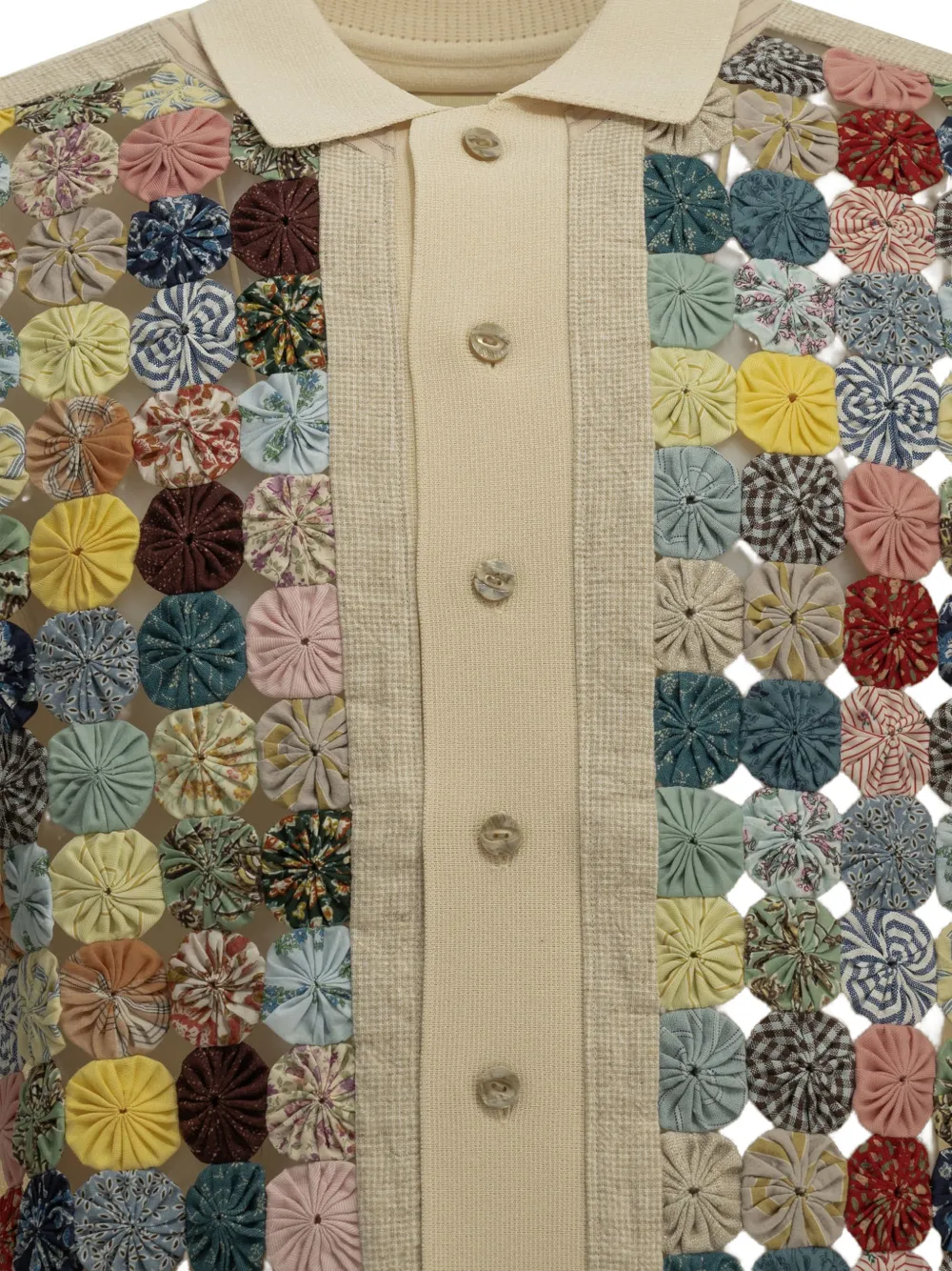 KAPITAL Poloshirt met patchwork Beige