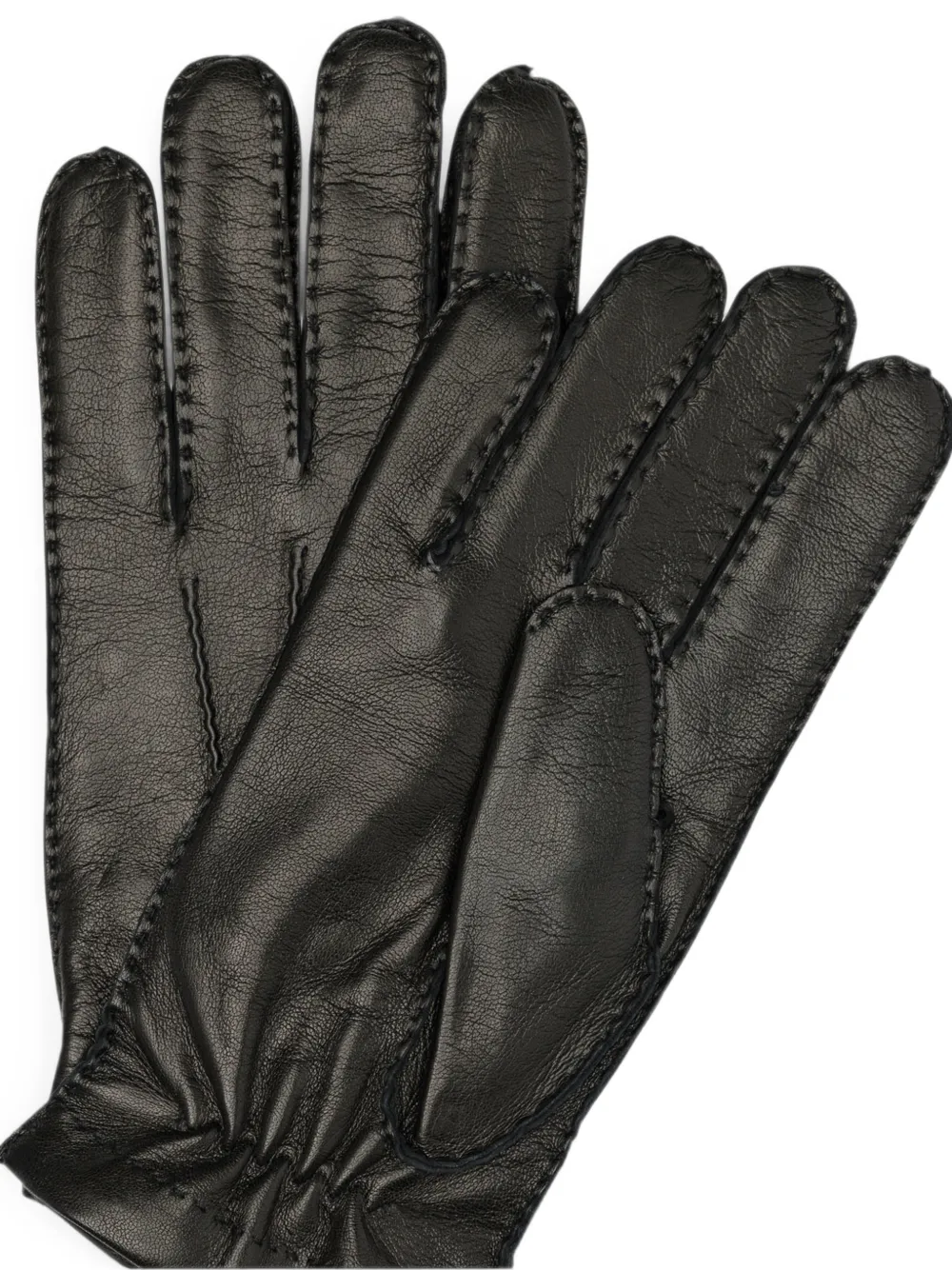 Restelli Leren handschoenen met stiksel-detail Zwart
