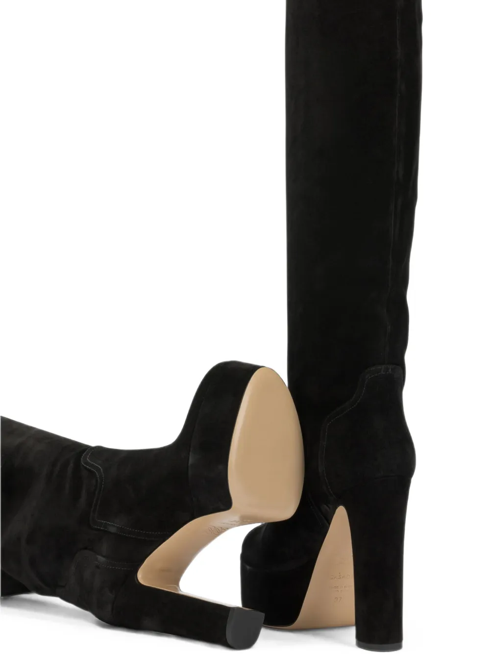 Casadei Renna suede platform knee-high boots Zwart