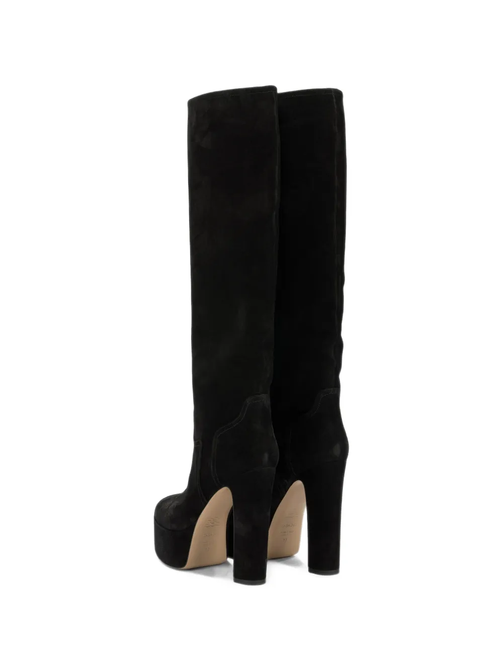 Casadei Renna suede platform knee-high boots Zwart