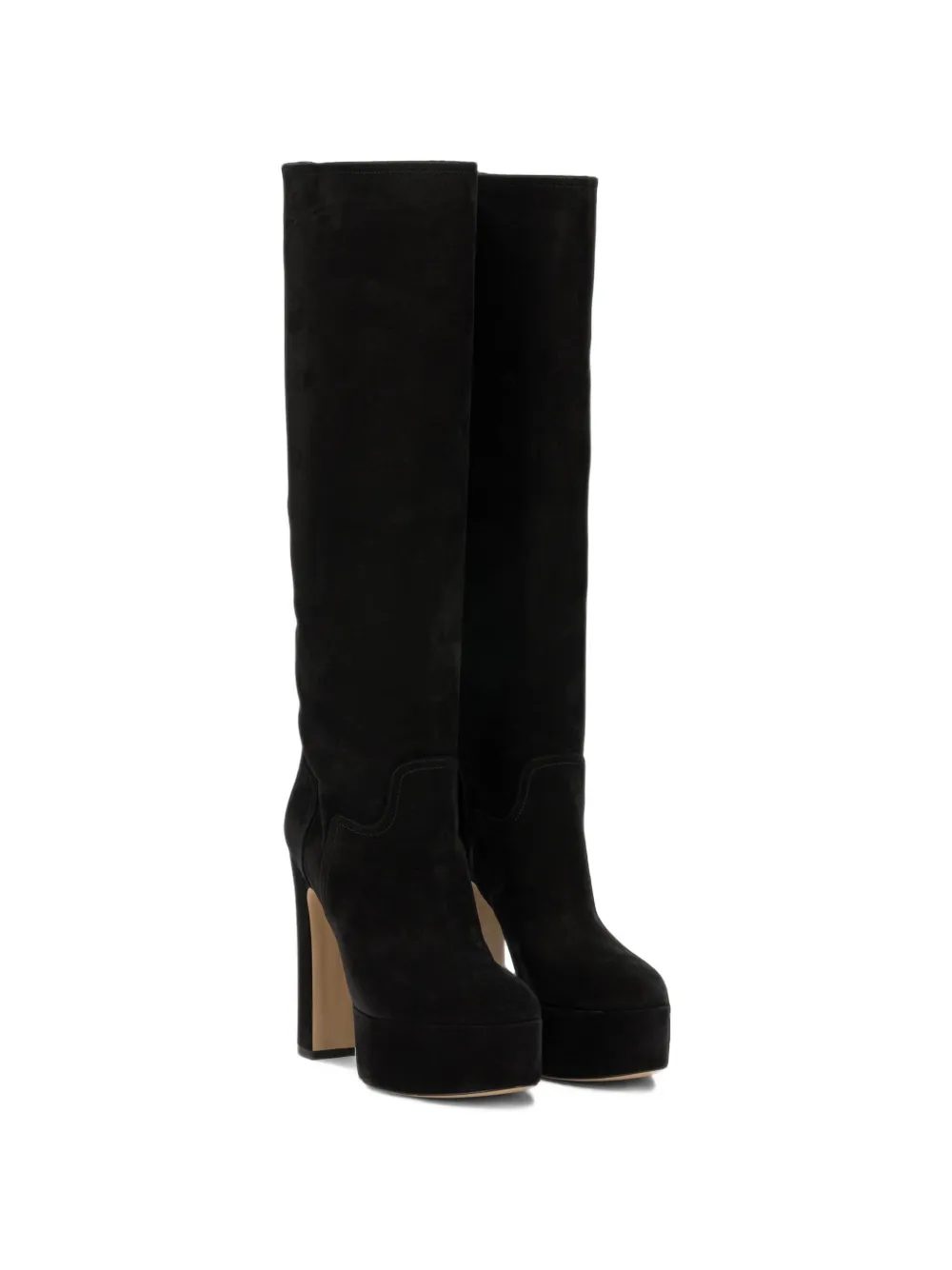 Casadei Renna suede platform knee-high boots Zwart