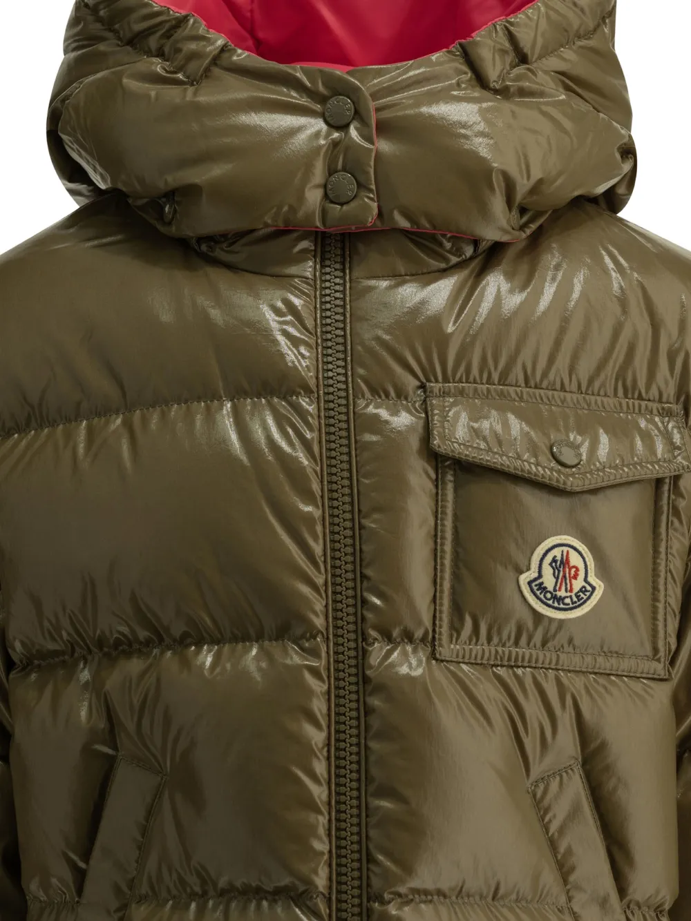 Moncler Enfant New Andro gewatteerd jack met capuchon Groen