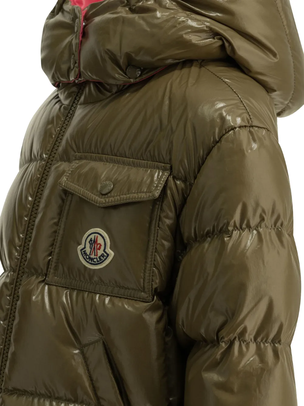 Moncler Enfant New Andro gewatteerd jack met capuchon Groen
