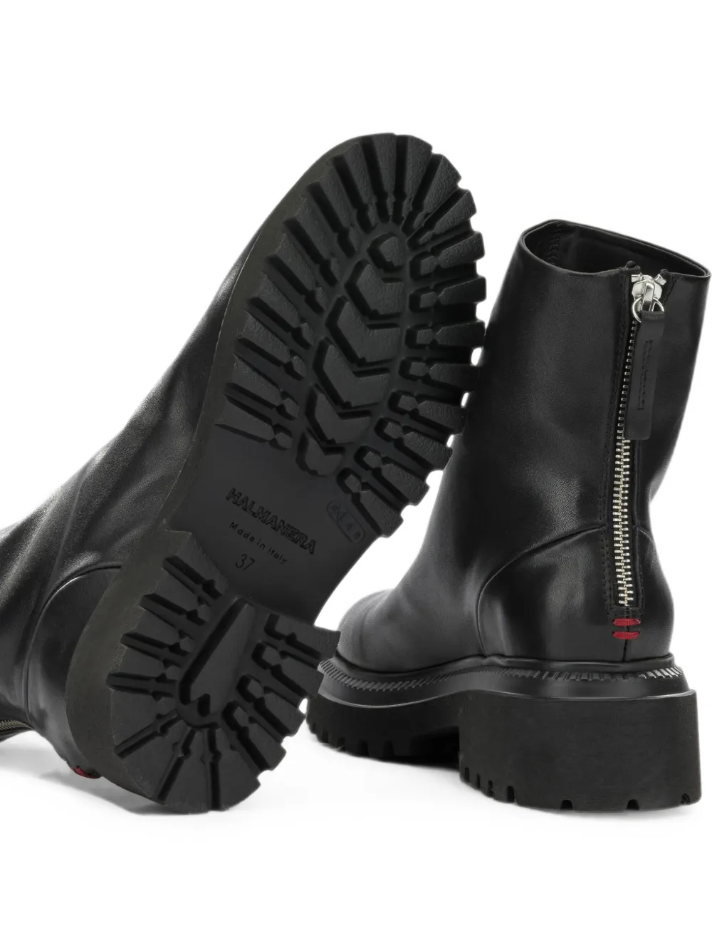 Halmanera chunky leather boots Zwart