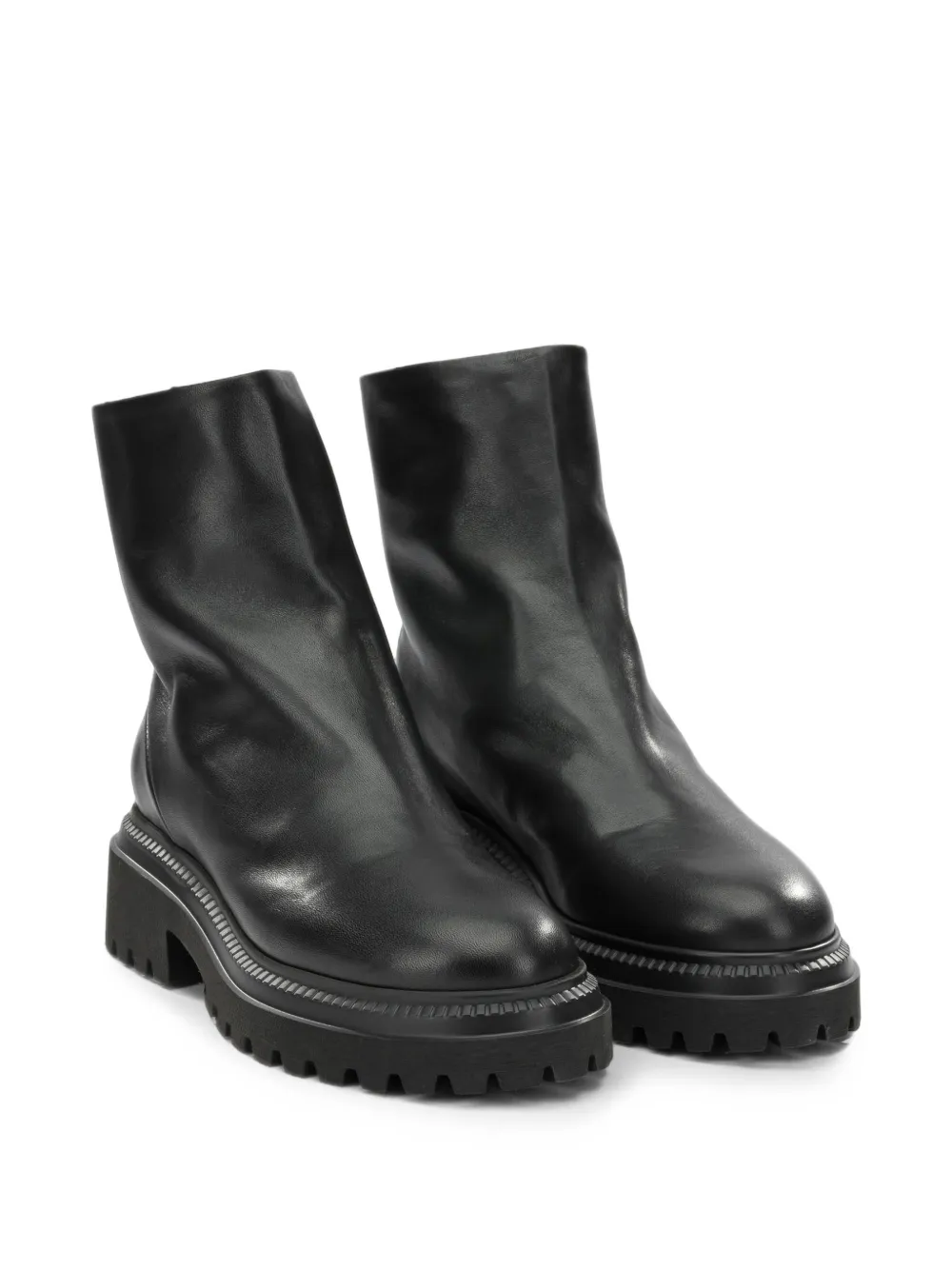 Halmanera chunky leather boots Zwart