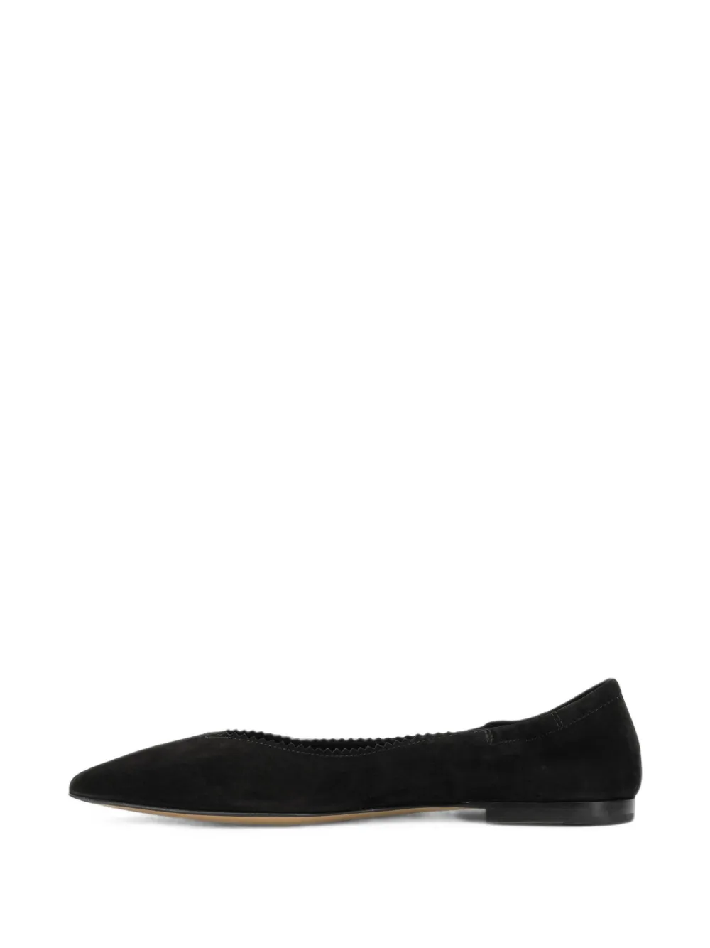 Pomme D´Or suede pointed-toe ballet flats Zwart