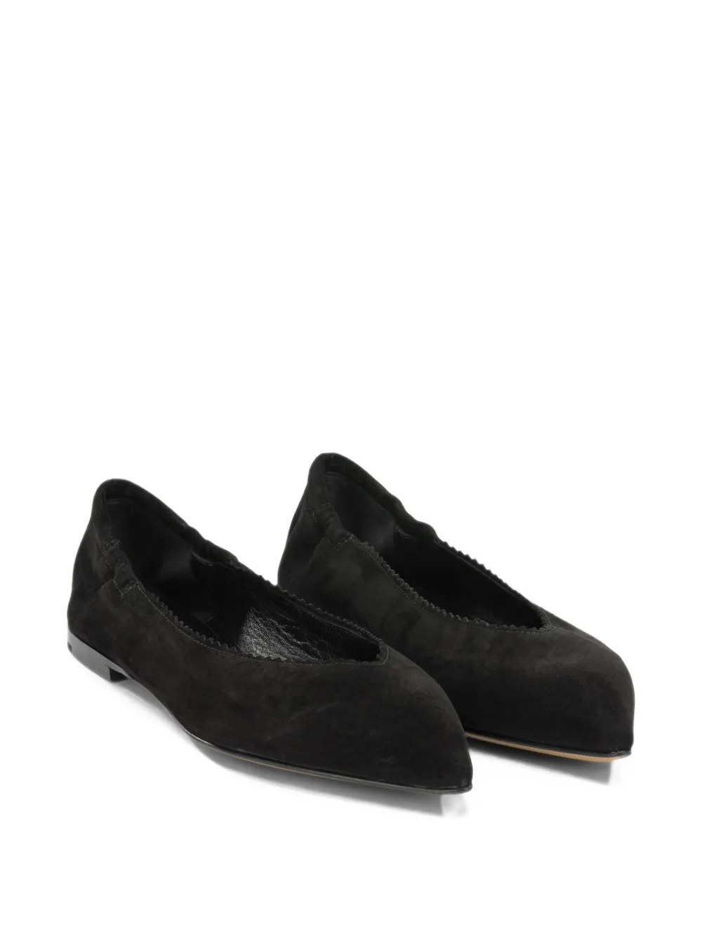 Pomme D´Or suede pointed-toe ballet flats Zwart