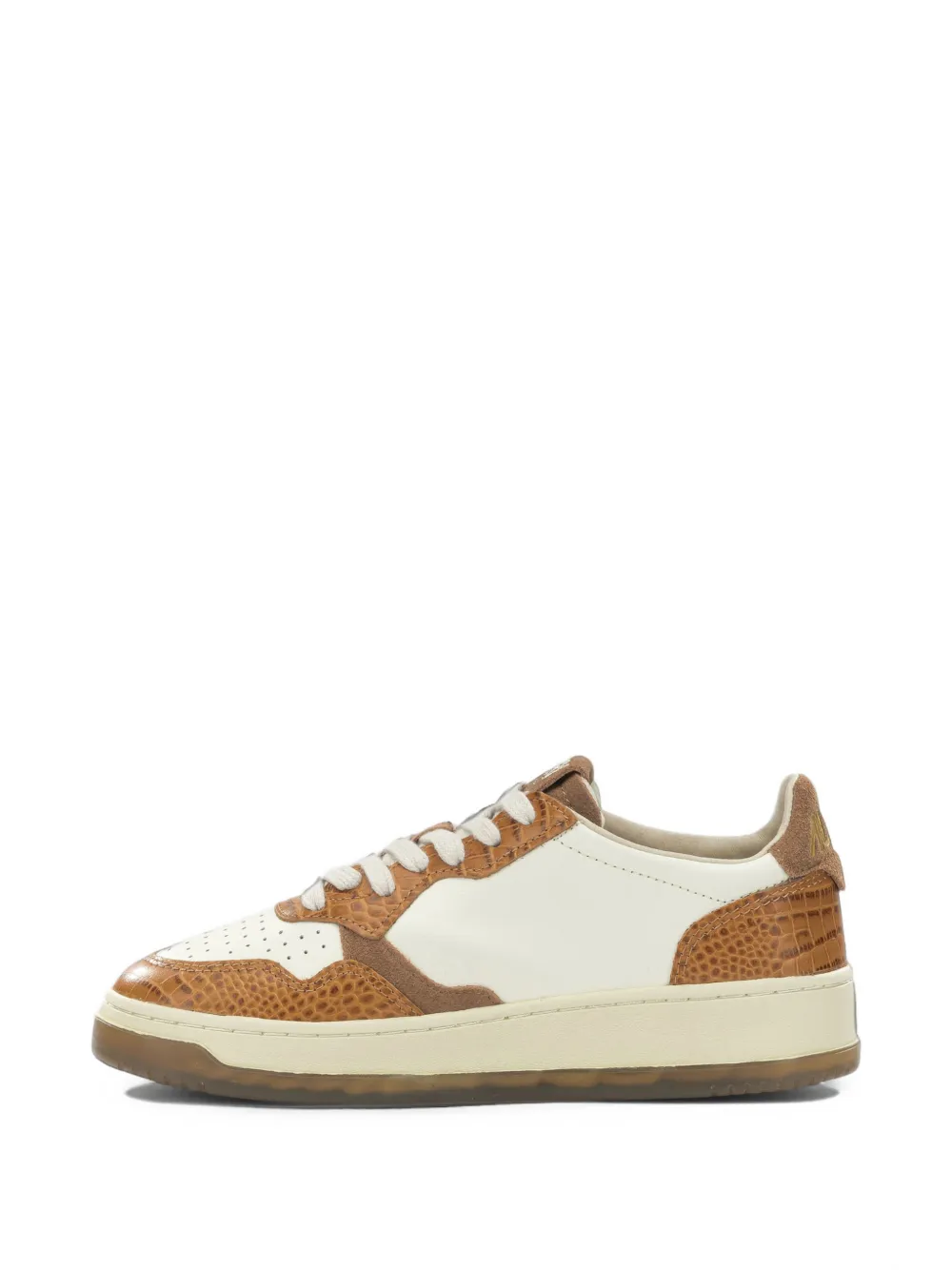 Autry Medalist Low crocodile-embossed leather sneakers Beige
