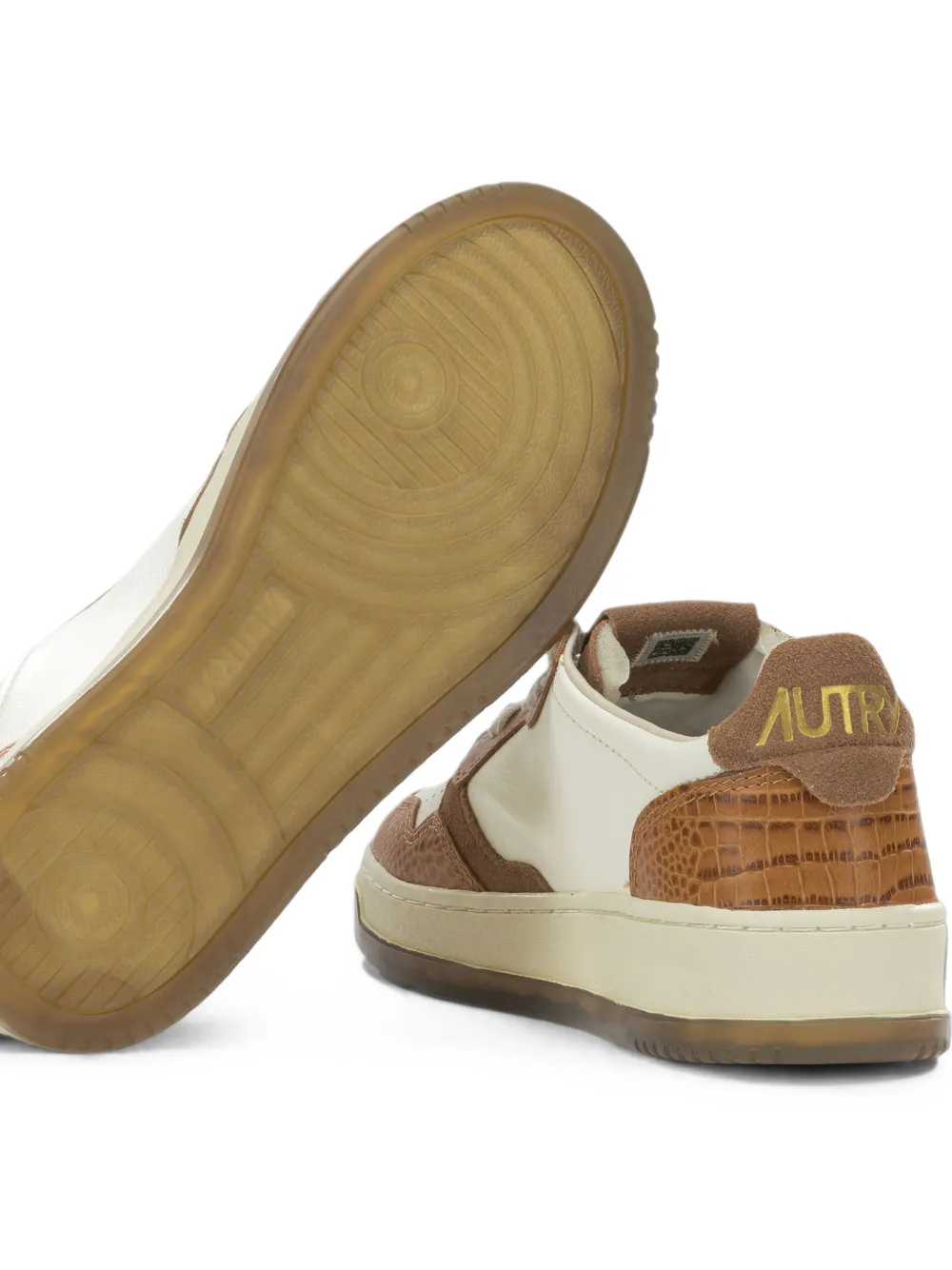 Autry Medalist Low crocodile-embossed leather sneakers Beige