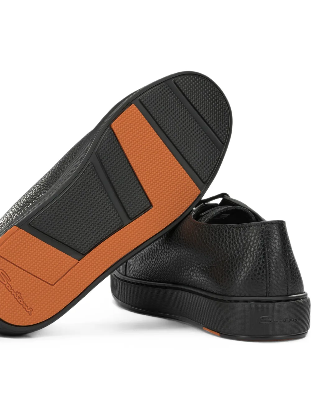 Santoni grained leather sneakers Zwart