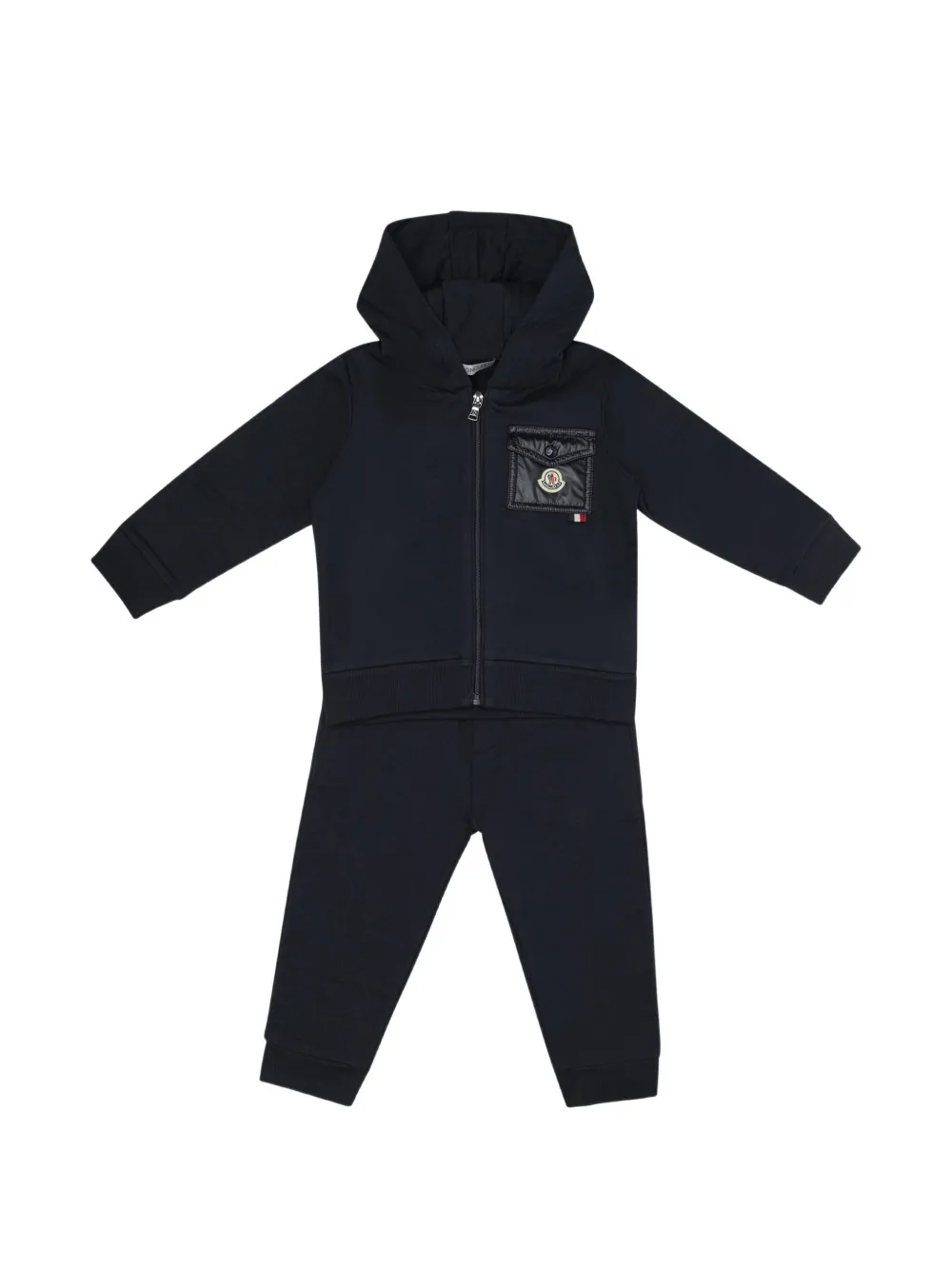Moncler Enfant logo-patch hooded tracksuit set Blauw