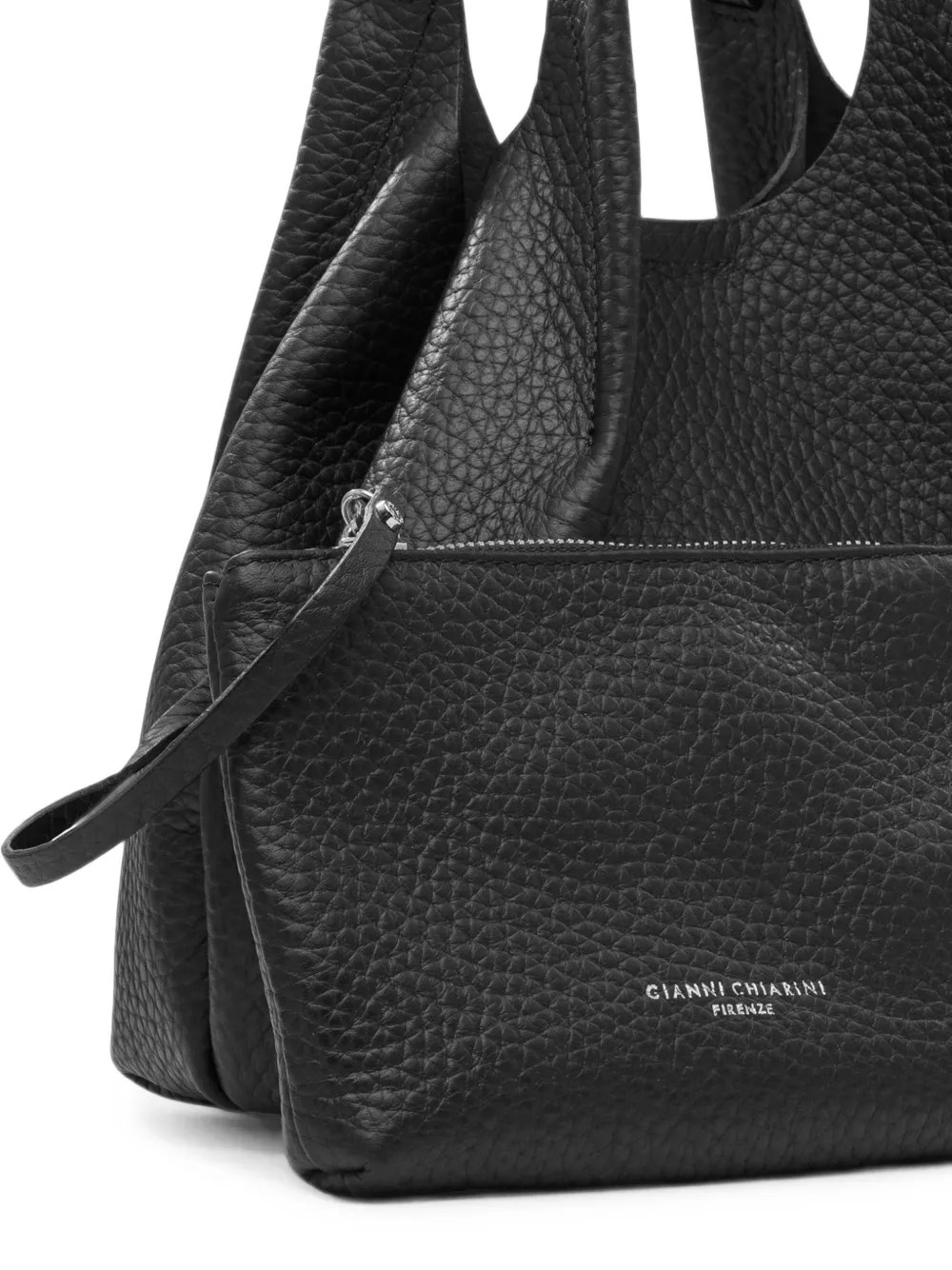 GIANNI CHIARINI medium Dua pebbled leather tote bag Zwart