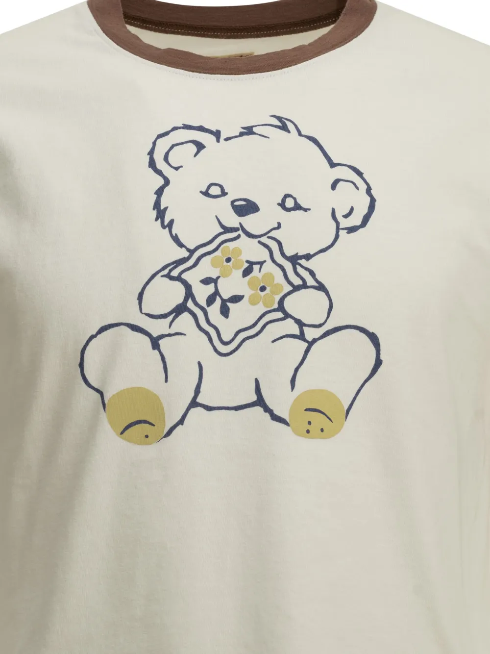 KAPITAL Ringer T-shirt met beer-print Wit