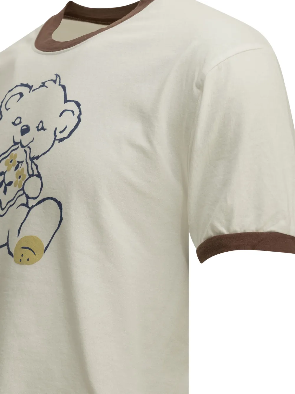 KAPITAL Ringer T-shirt met beer-print Wit