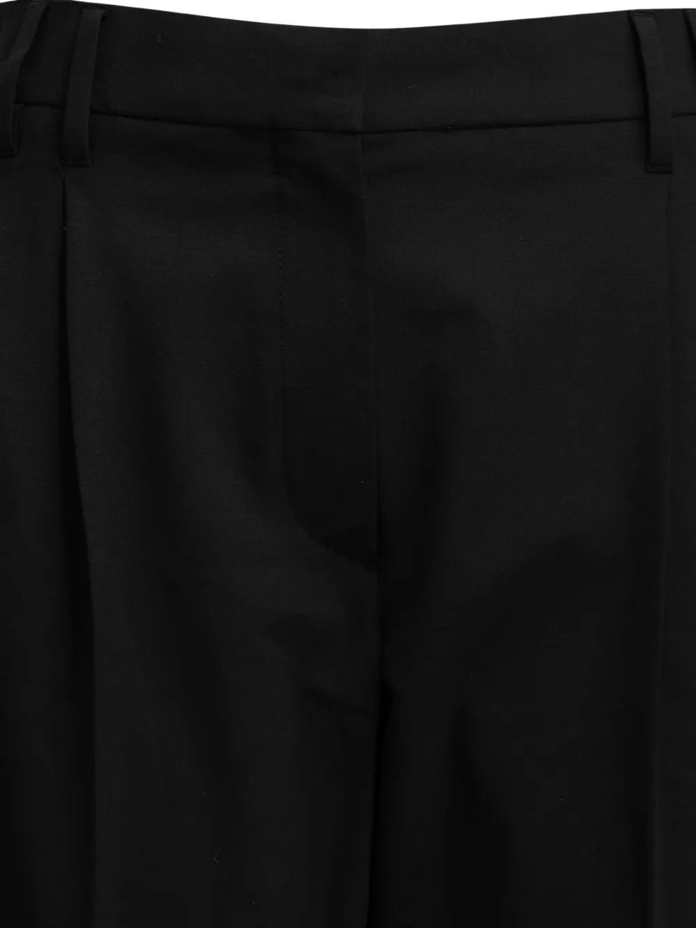 Brunello Cucinelli Tropical Luxury wollen soepelvallende broek met monili Zwart