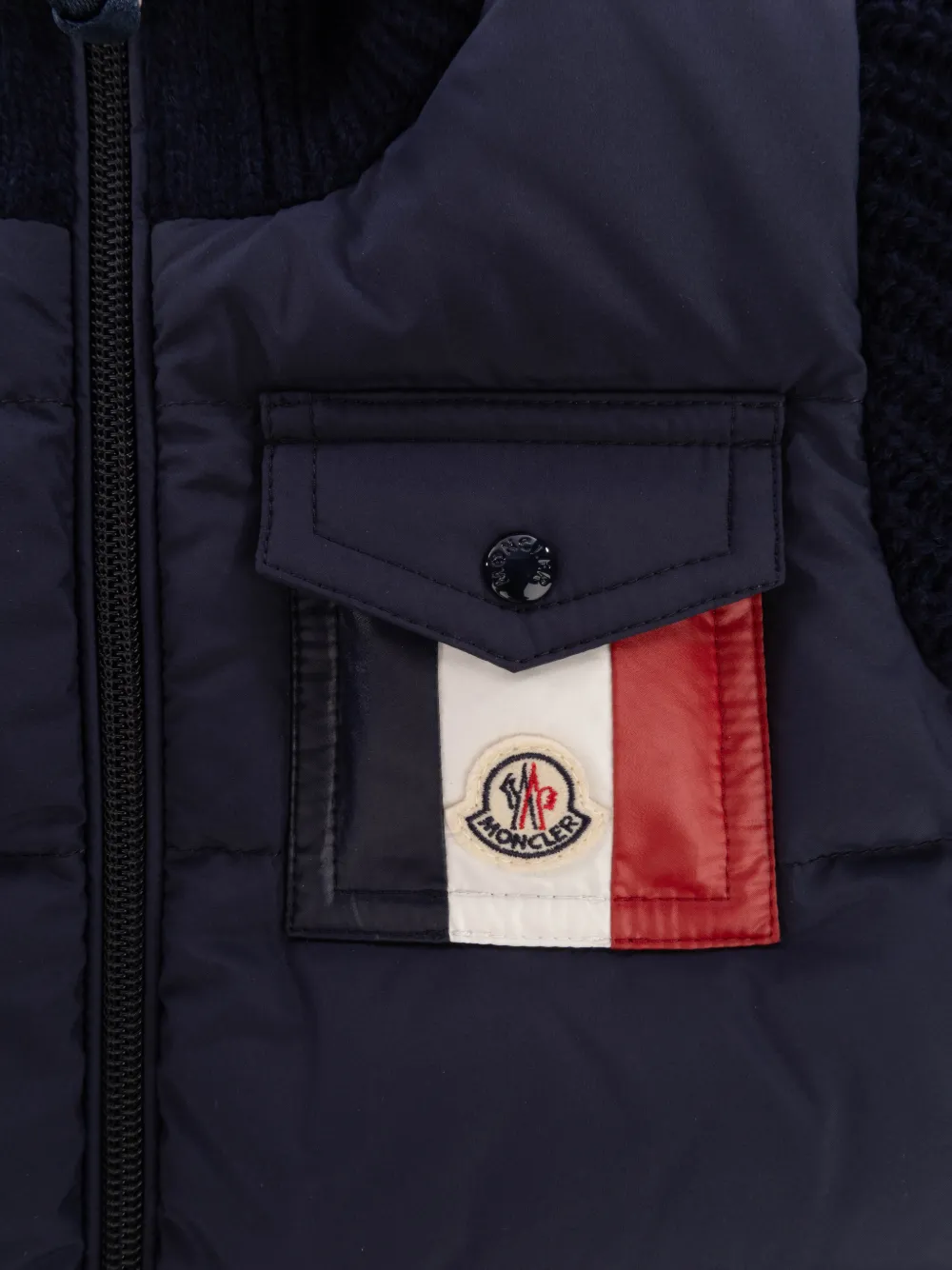 Moncler Enfant quilted-panel cardigan Blauw