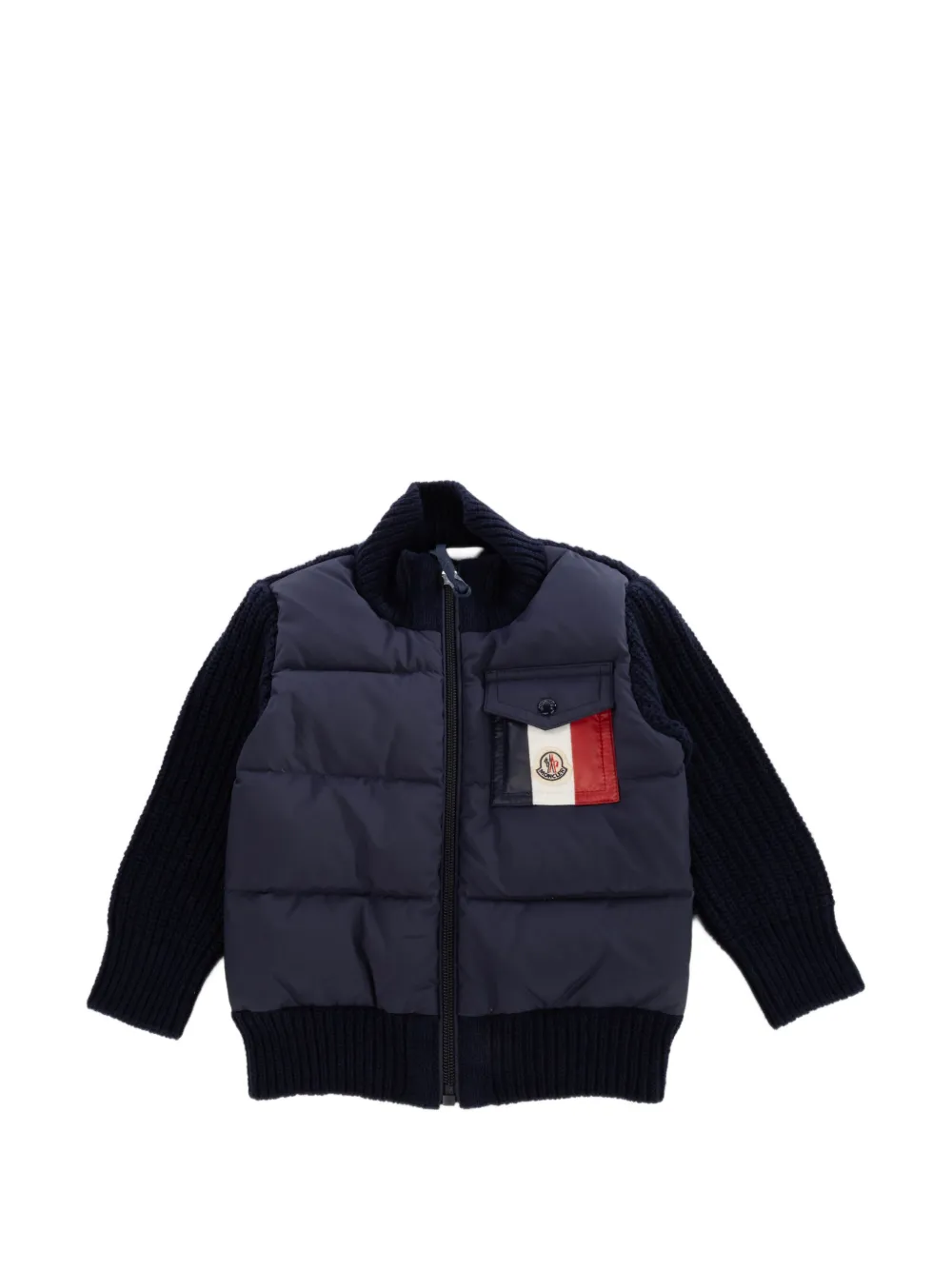 Moncler Enfant quilted-panel cardigan Blauw