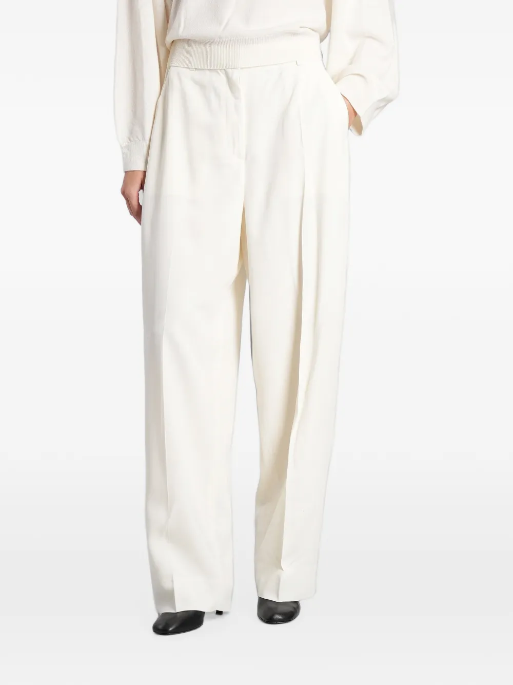 TOTEME high-waist trousers ecru