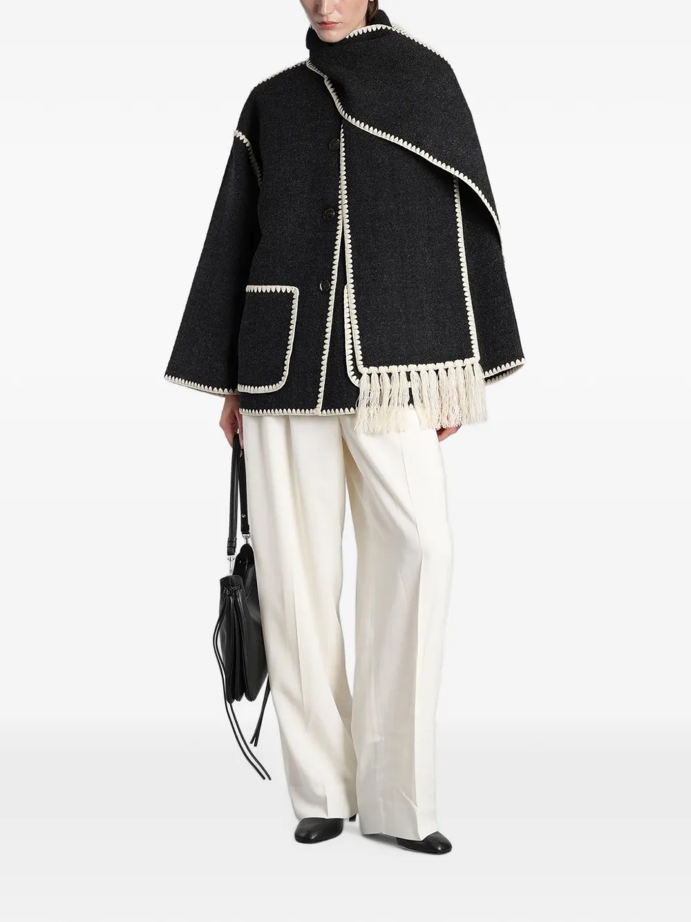 TOTEME High-waist ecru broek Beige
