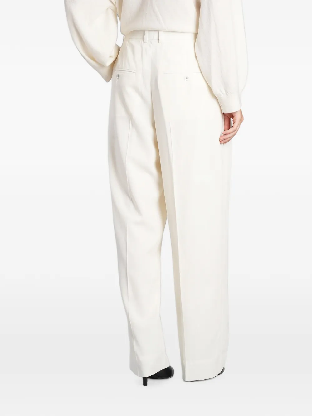 TOTEME High-waist ecru broek Beige