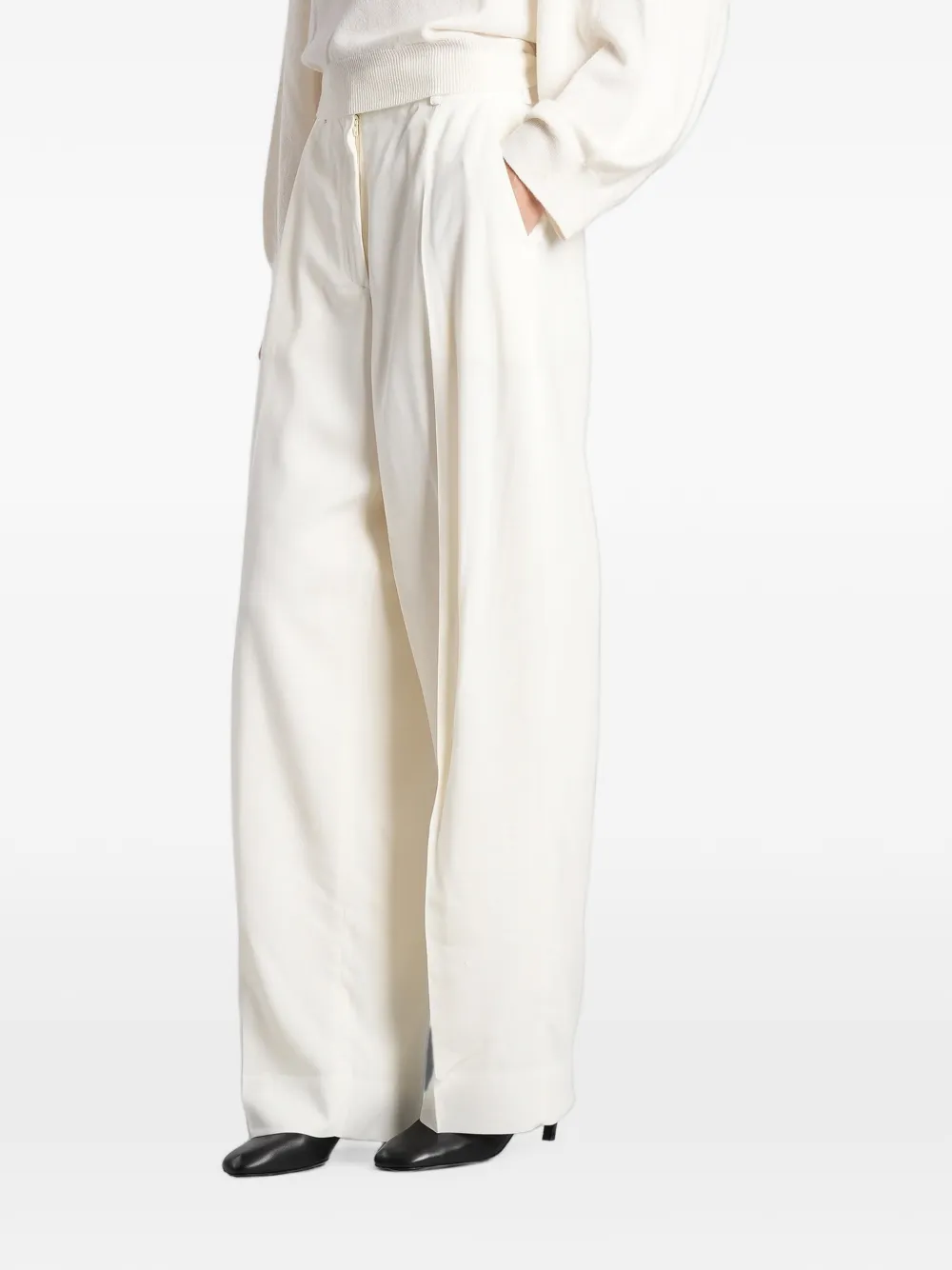 TOTEME High-waist ecru broek Beige
