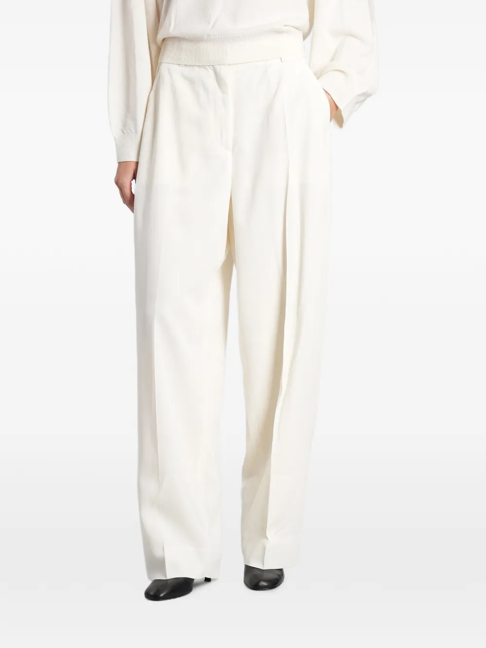 TOTEME high-waist trousers ecru - Toni neutri