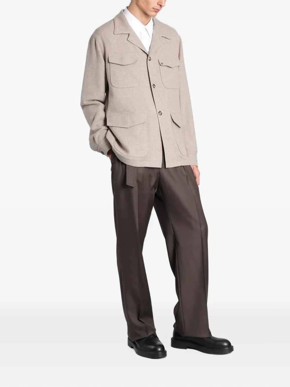 Tagliatore four-pocket twill jacket Beige