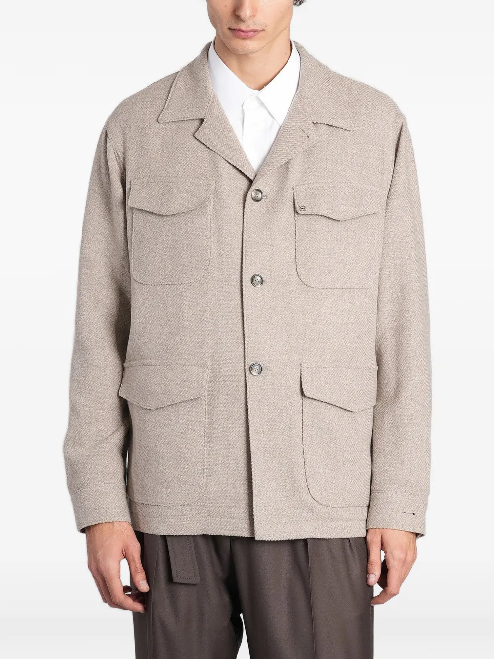 Tagliatore four-pocket twill jacket Beige