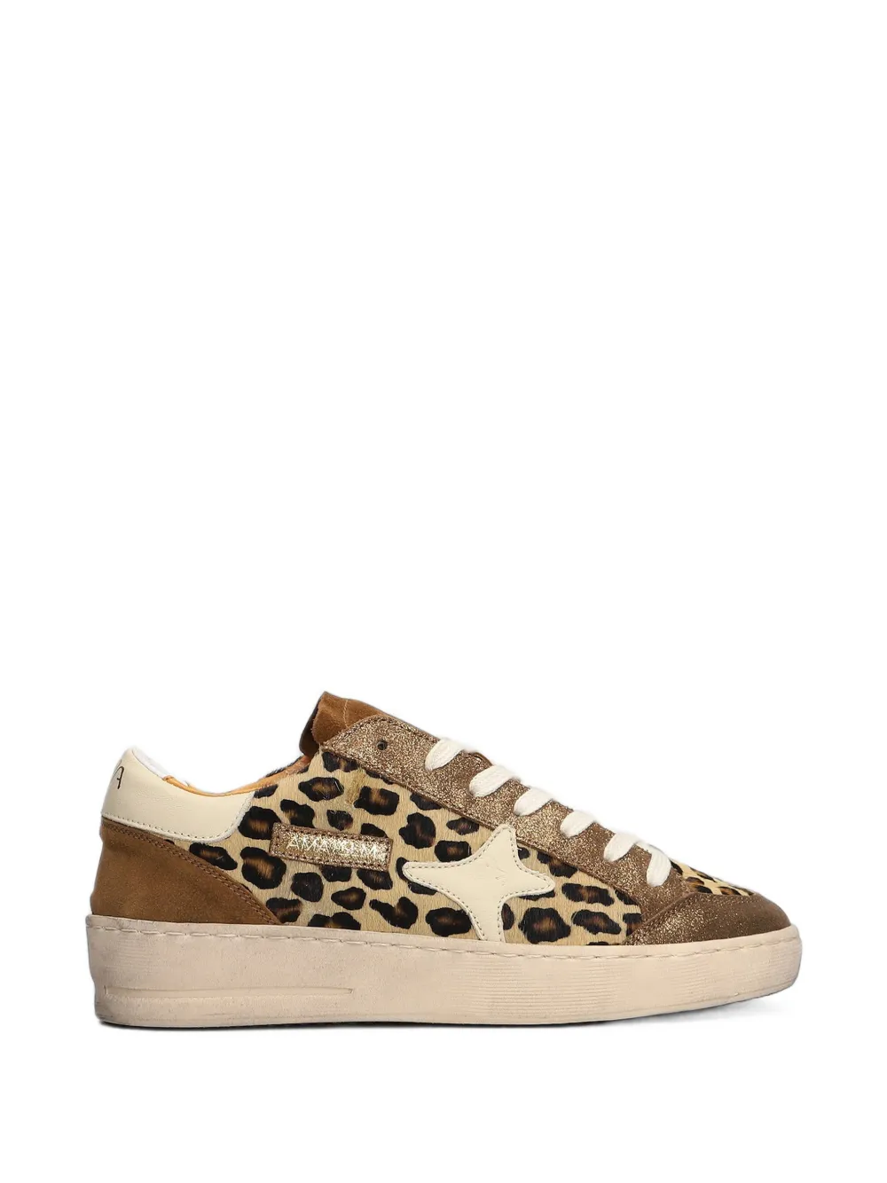 Ama Brand Leopard-print Glitter Sneakers In Brown