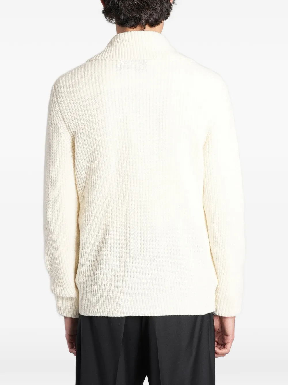 Tagliatore ribbed-knit zip-up cardigan Wit