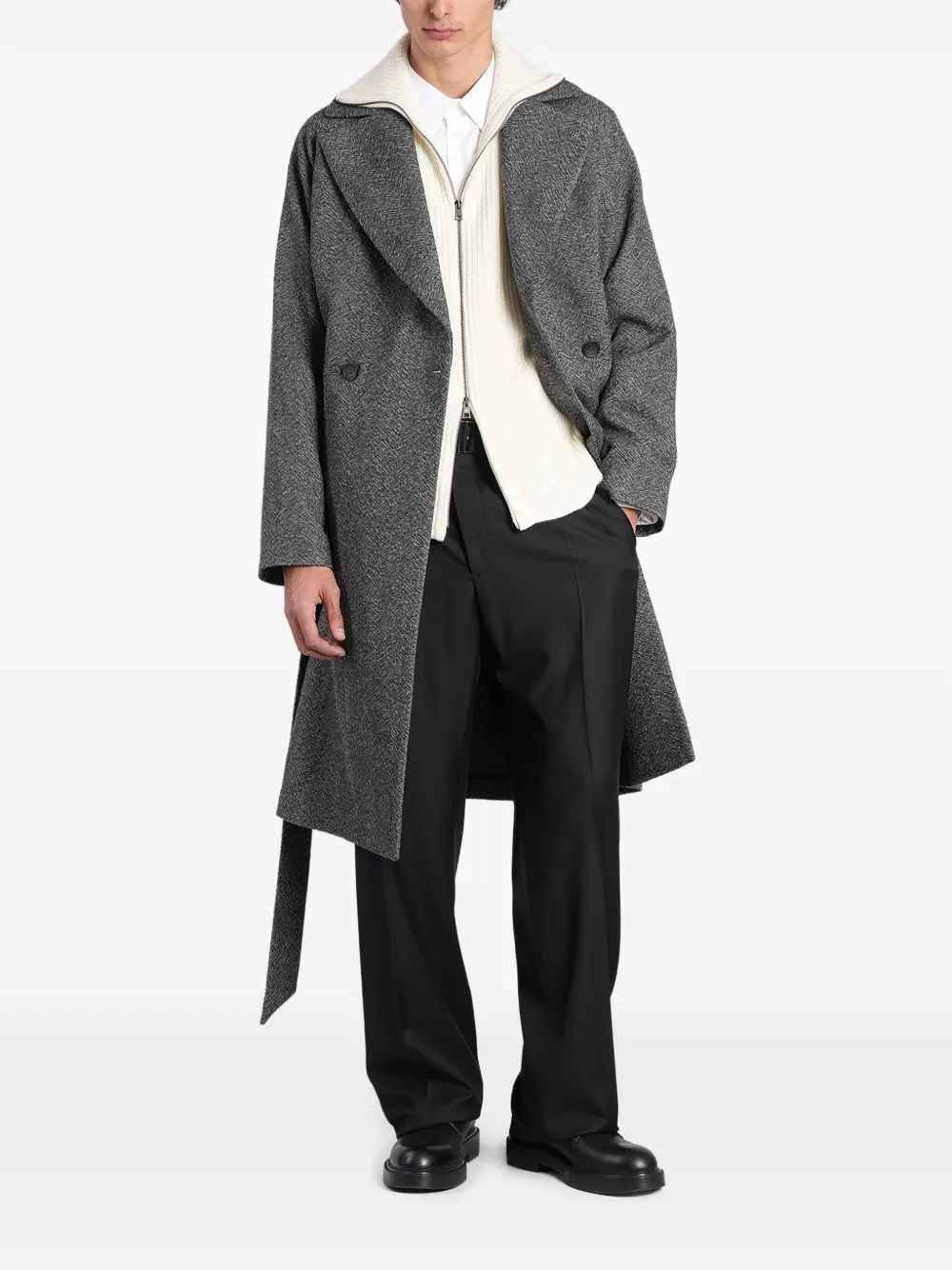 Tagliatore ribbed-knit zip-up cardigan Wit