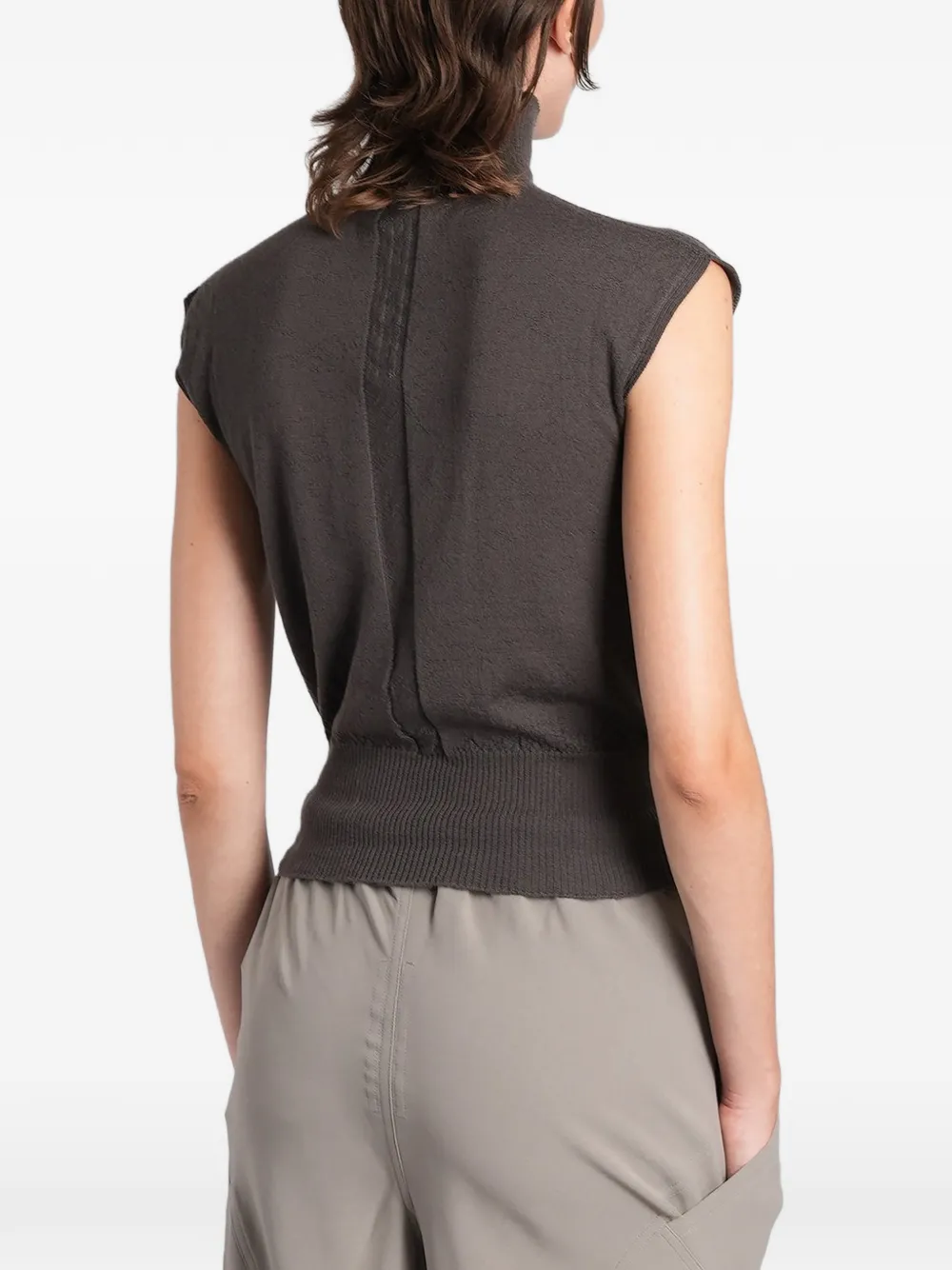 Rick Owens Geribbelde top met col Grijs