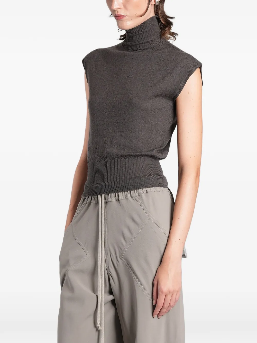 Rick Owens Geribbelde top met col Grijs