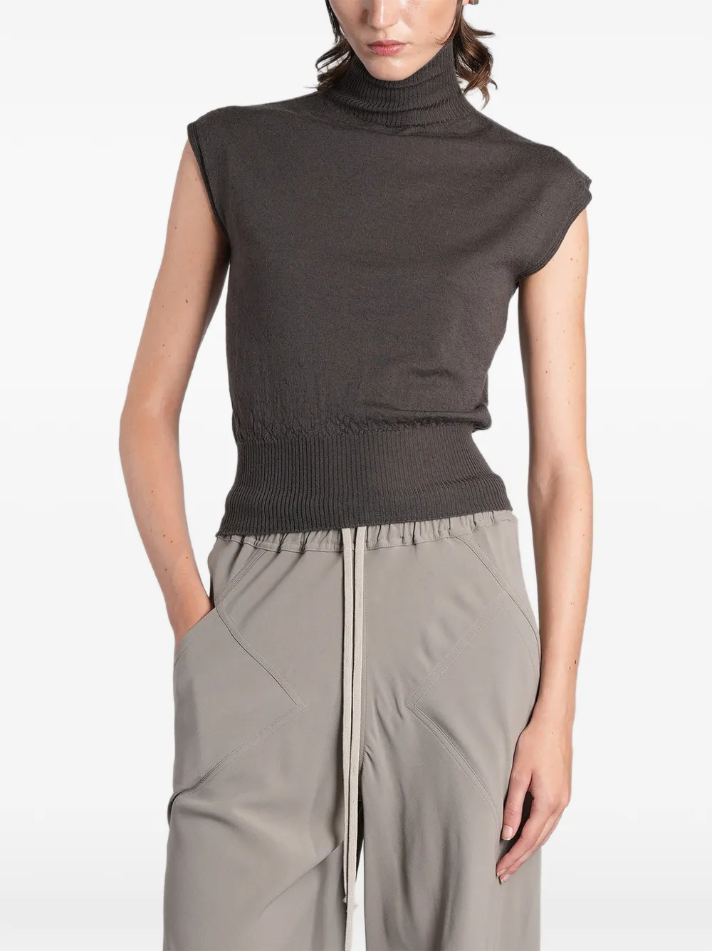 Rick Owens ribbed roll-neck top - Grigio
