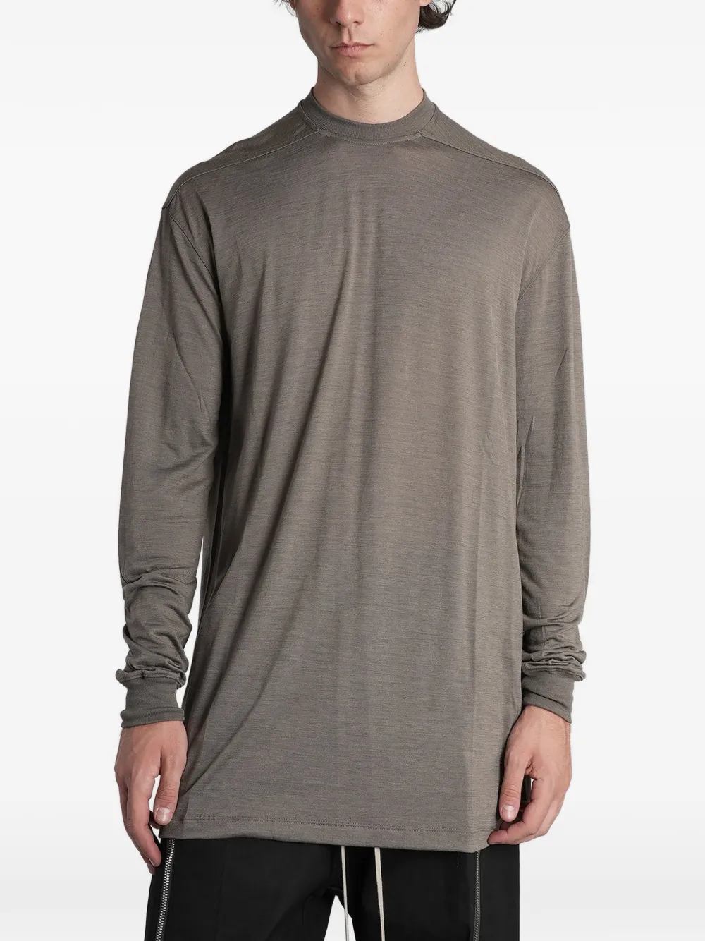 Rick Owens ribbed-trim long-sleeve T-shirt - Grigio