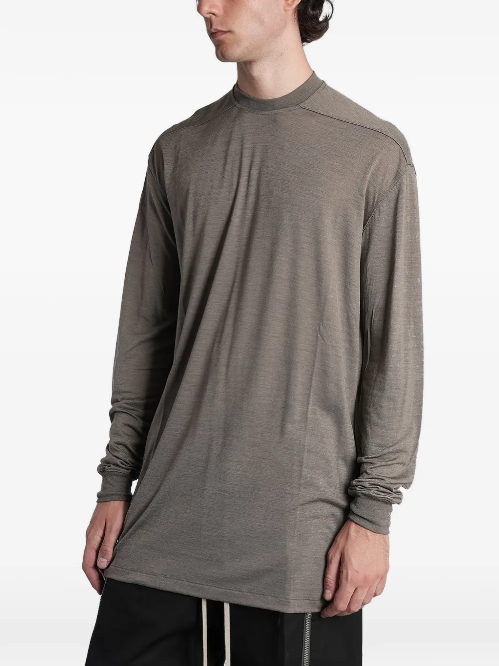 Rick Owens ribbed-trim long-sleeve T-shirt Grijs