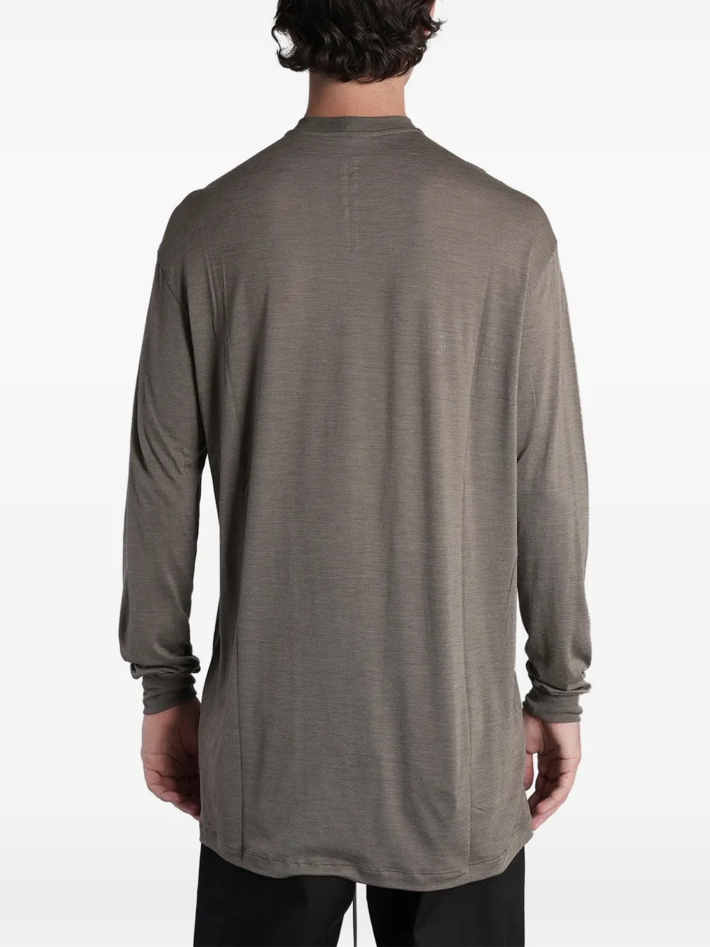 Rick Owens ribbed-trim long-sleeve T-shirt Grijs