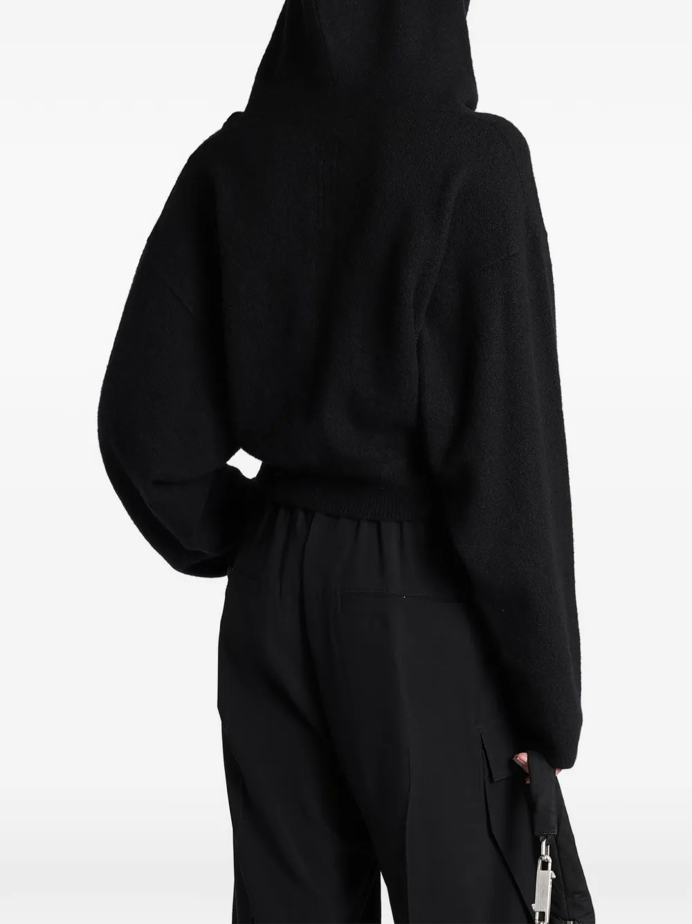 Rick Owens Ribgebreide hoodie Zwart