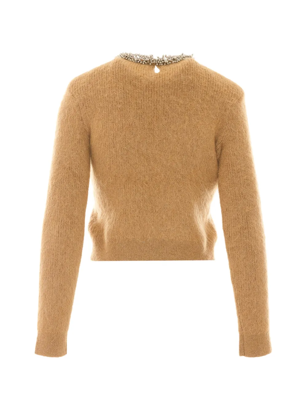 Self-Portrait beaded-trim knit sweater Beige