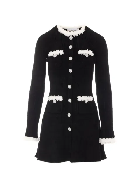 Self-Portrait floral-button chenille-knit mini dress