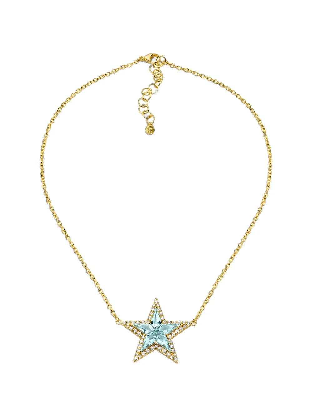 BUDDHA MAMA Kite Star aquamarine and diamond necklace - Oro