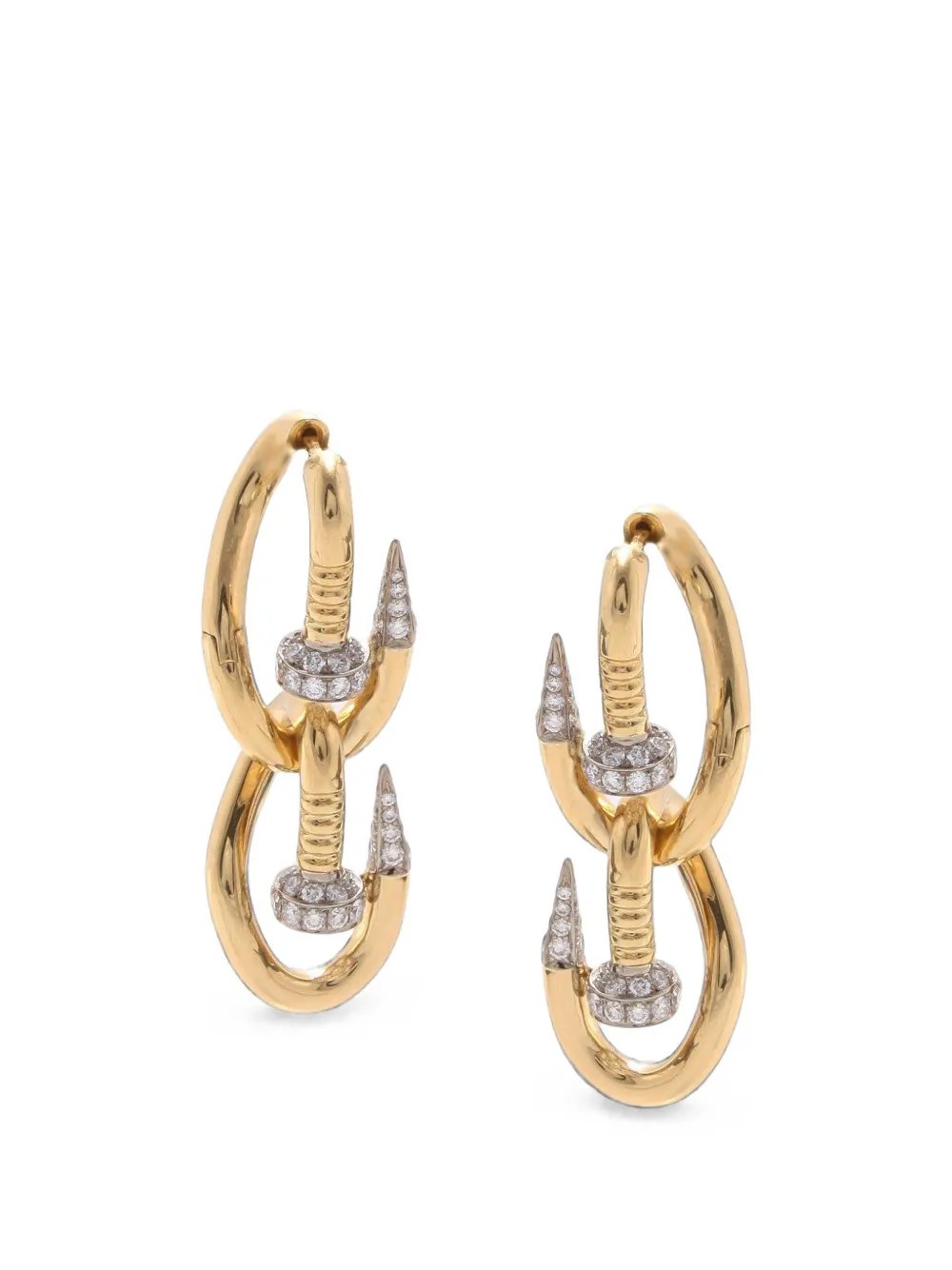 David Webb Double Bent Nail diamond earrings - Oro